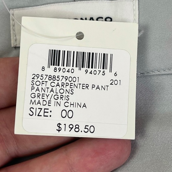 Club Monaco Carpenter Pant Silvery Grey NWT SZ 00 - Picture 10 of 11